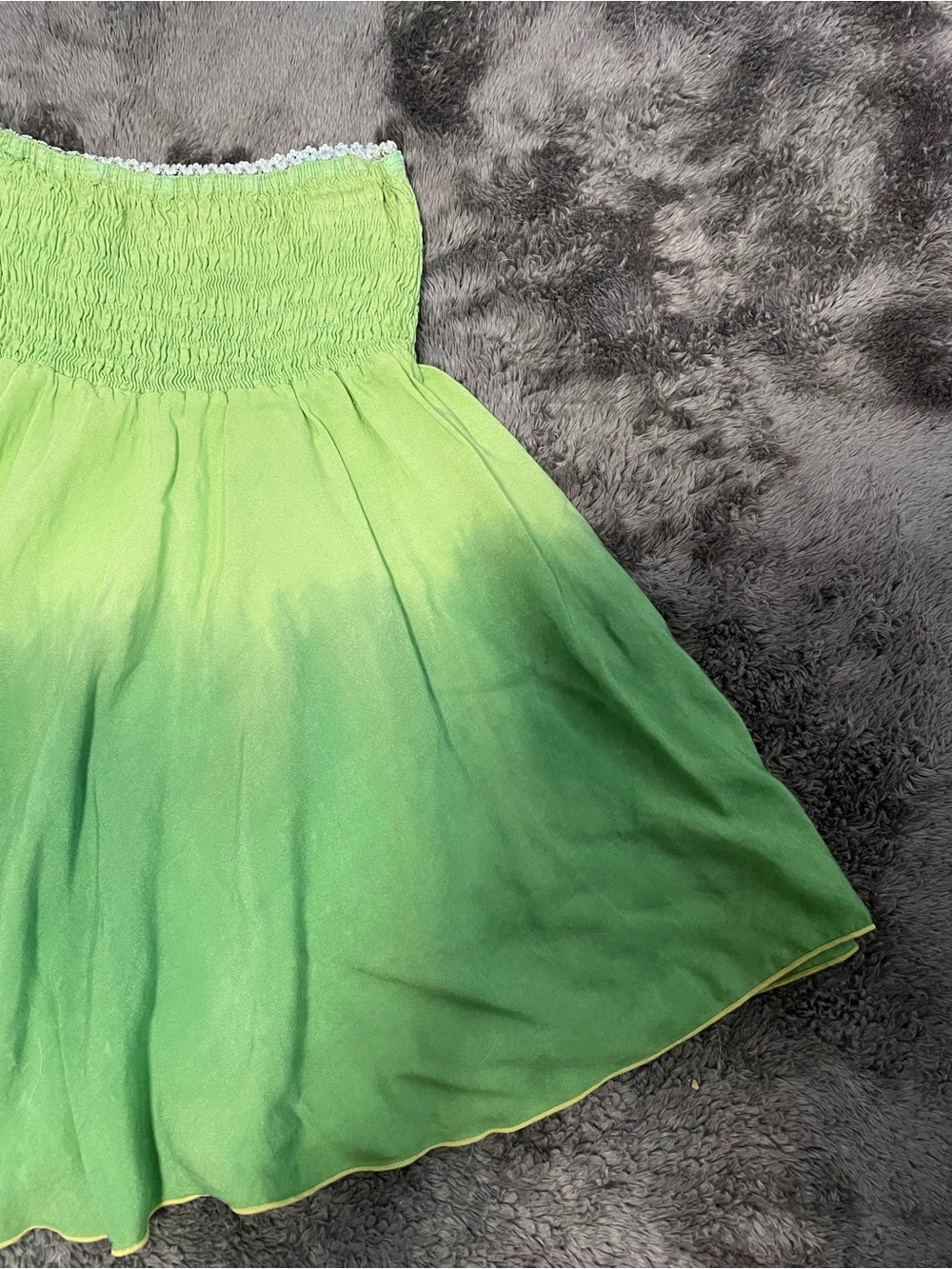 Green Ombre Smocked-Waist Mini Skirt
